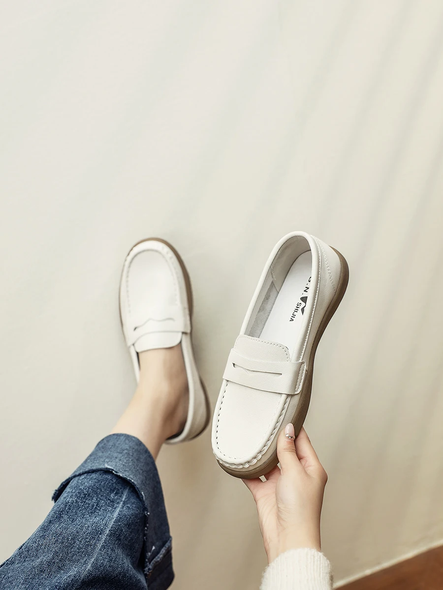 scarpe-casual-slip-on-bianche-bull-fly-da-donna-con-superficie-morbida-leggere-a-punta-tonda-tacco-piatto-colore-puro