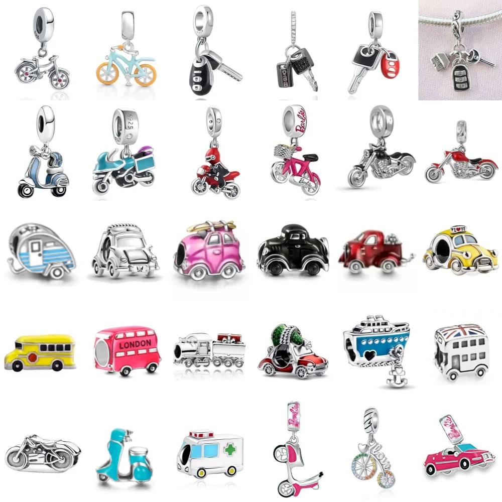 Hot selling women's motorcycle bicycle pendant beads charm beads fit original Pandora bracelets 925 sterling silver jewelry