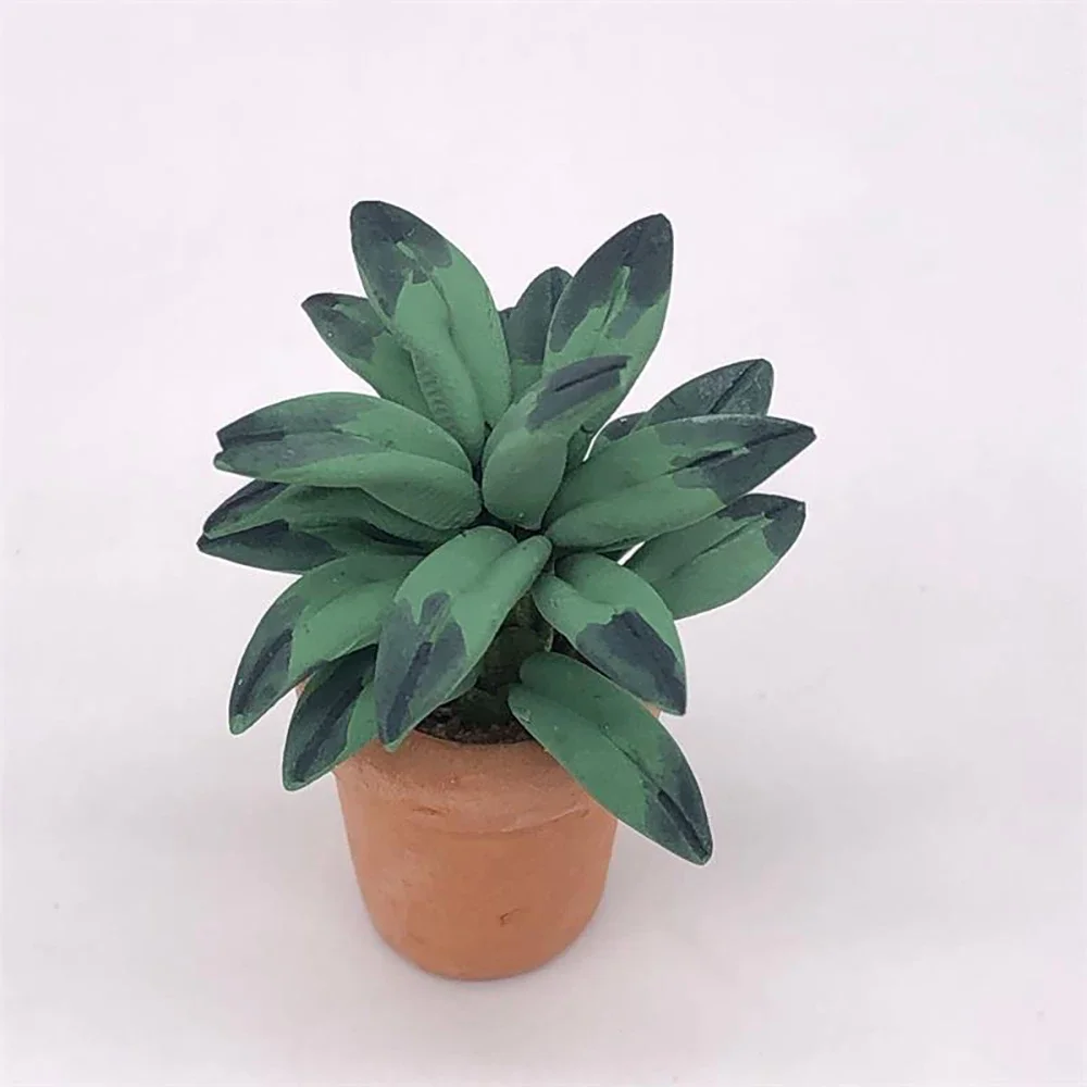 1/12 Poppenhuis Miniatuur Groen Blad Potplant Mini Bloem Model Speelgoed voor Poppenhuis Accessoires Decoratie ob11 bjd