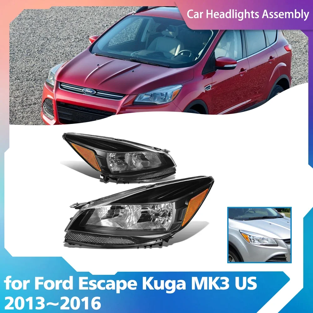 Car Headlights Assembly for Ford Escape Kuga MK3 US 2013~2016 2014 2015 Fog Lights Map Halogen Corner Side Lamps LED Accessories