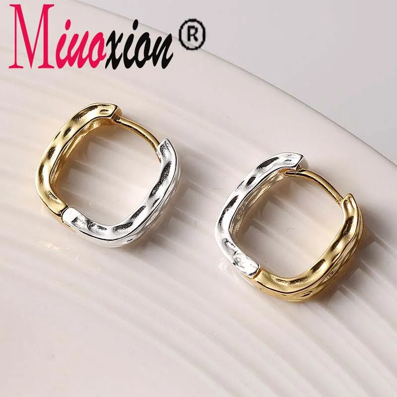 Miuoxion Retro 925 Stamp Bicolor Concave-Convex Earring Party Punk Fashion Student Jewelry For Women Feature Charm Girl Gift