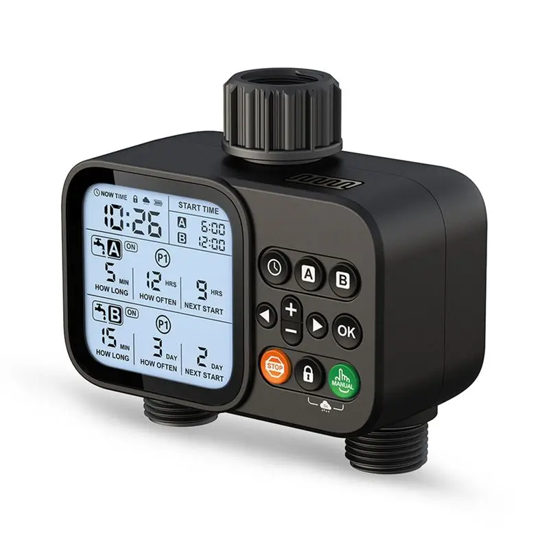 AT63-2-Outlet Water Timer Automatic Timed Irrigation System Outdoor Home Garden Lawn Greenhouse Sprinkler Tool