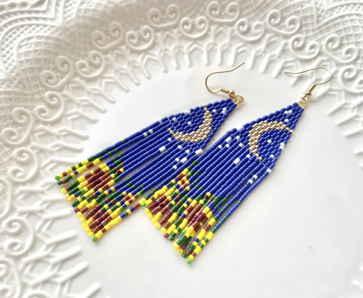 ZGMXR Rice bead earrings Tassel Colorful Versatile Bohemia Alloy Flower Hand-woven Original Moon Simple Fashion Beaded earrings view 4