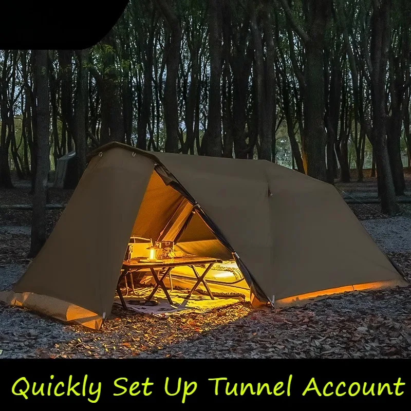 Tunnel Camping Tent Large Space Tear Resistant Windproof Rainproof Tents Multi-Mode Professional Multi-Person Outdoor Shelter