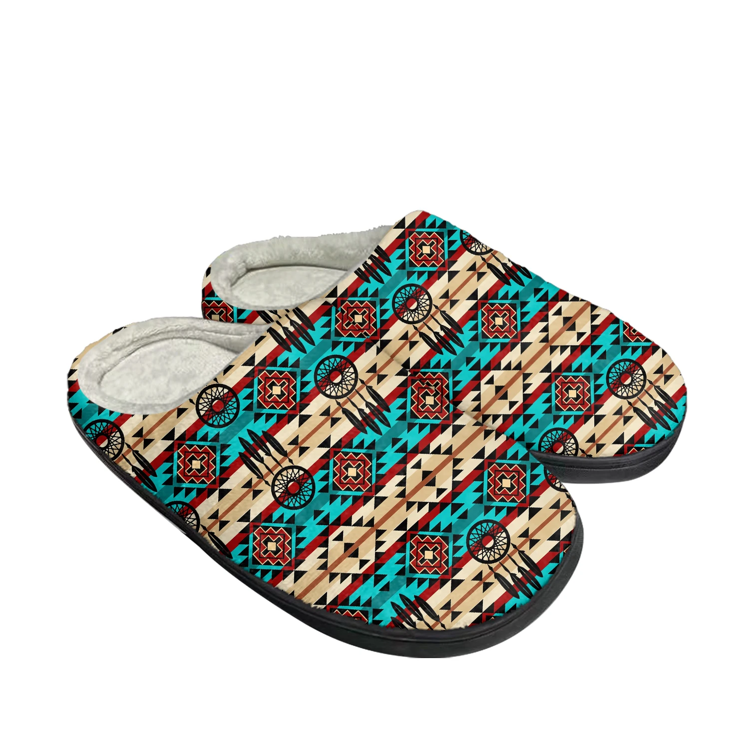 

Ethnic Tribal Aztec Pattern Home Cotton Slippers Mens Womens Plush Bedroom Keep Warm Shoes Thermal Indoor Slipper Custom Shoe