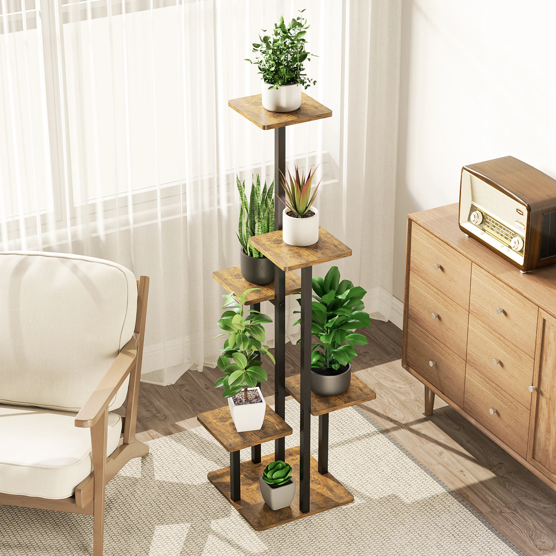 4 5 6 Layer, Flower Plant Stand, Indoor Outdoor Multi, Functional Easy Install, Strong Stability