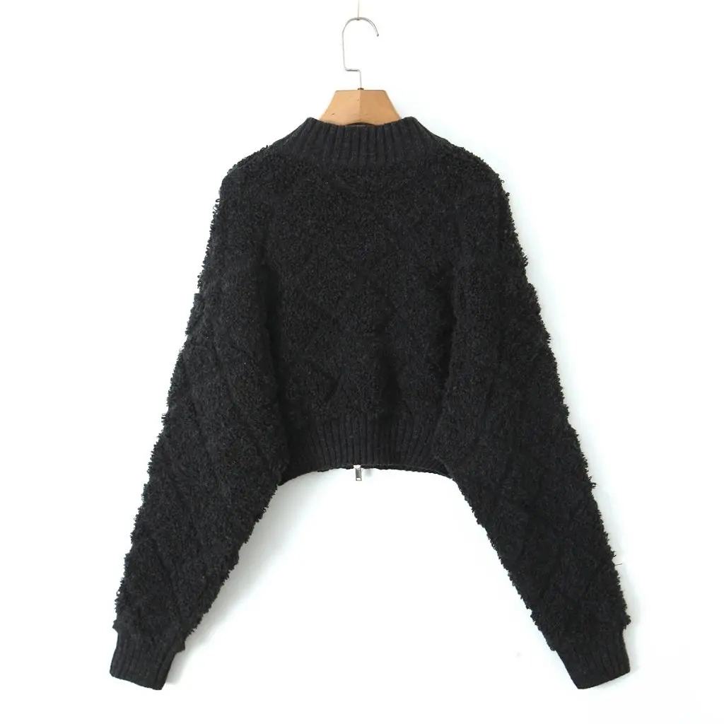 

Women's Korean Style Loose Collar Short Zipper Cardigan Jacket Early Autumn New Arrival Hot Girl Fashion Top
