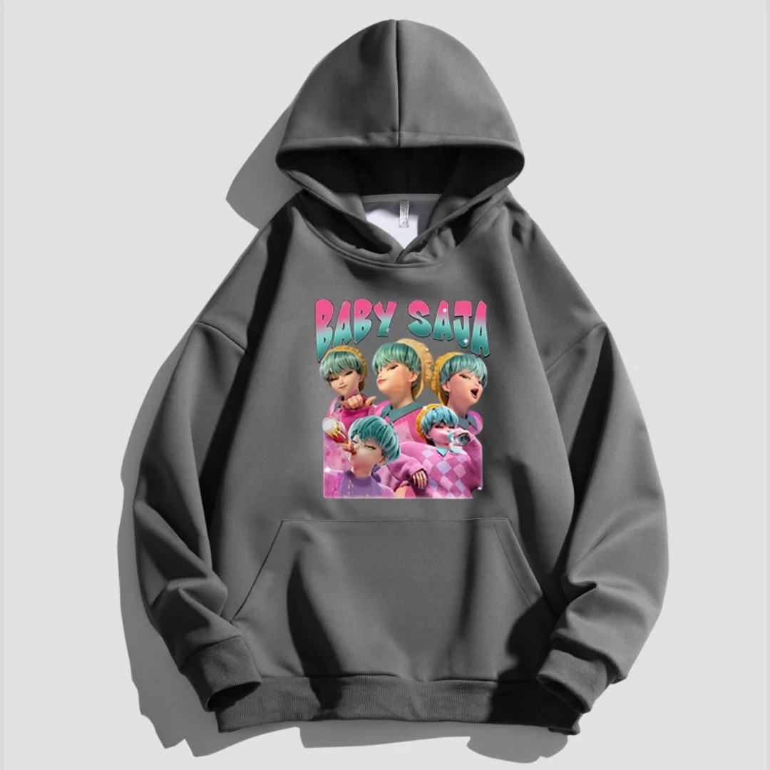 

Kpop children's cartoon print hooded sweatshirt casual street style anime print long-sleeved top