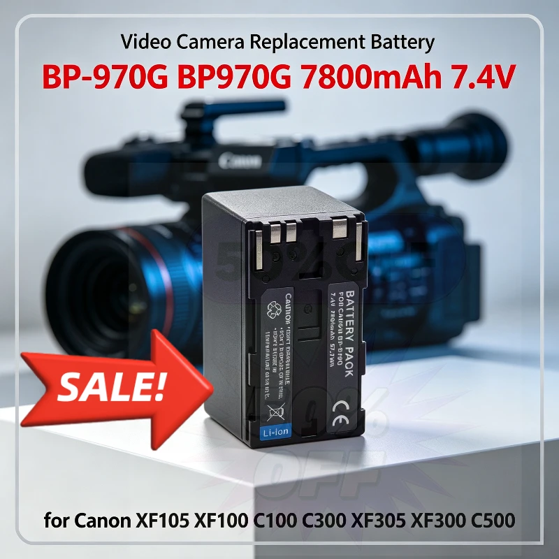 New BP‑970G BP970G 7800mAh 7.4V Replacement Li‑ion Camera Battery for Canon XF105 XF100 C100 C300 XF305 XF300 C500 Video Camera