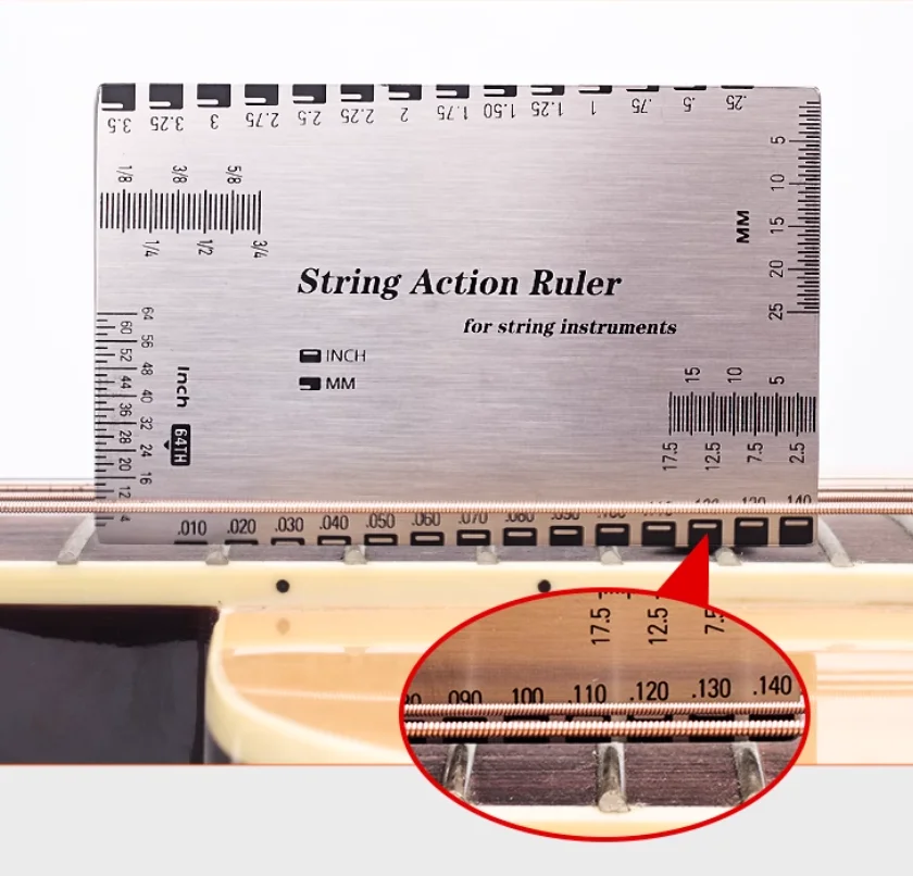 

Guitar String Distance Multi-functional Measuring Ruler,Stainless steel ruler of folk Electric Guitar string height caliper