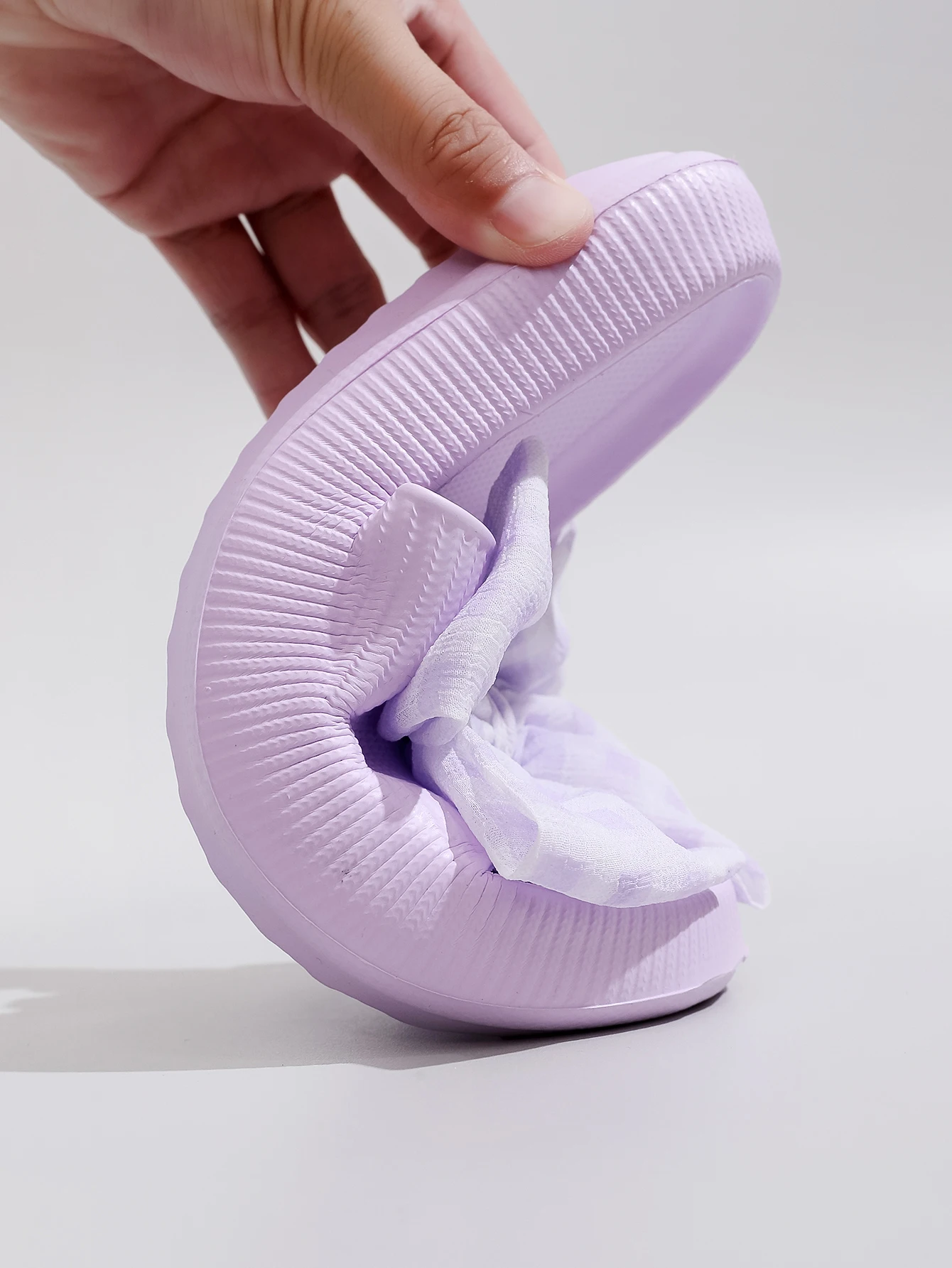 Letnie damskie urocze fioletowo-białe pantofle w kratę z kokardką i miękką podeszwą Wszechstronne, wygodne buty na wakacje na plaży