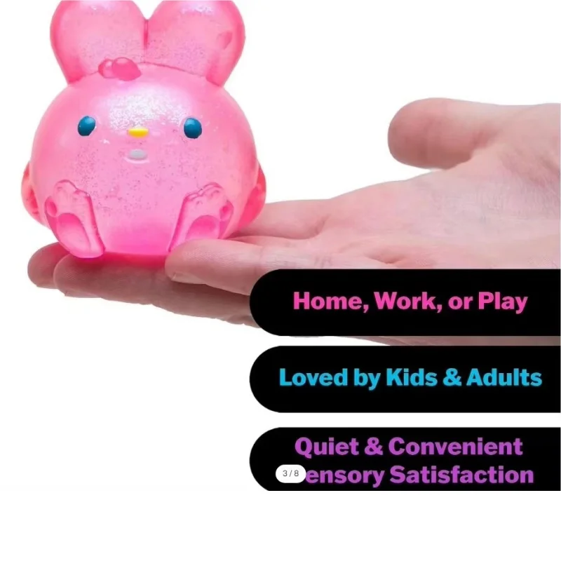 Cute Rabbit Squeeze Toy Sensory Fidget Cube Stress Relief Squishy Cube Anti-Anxiety Soft Pinch Object for Focus ADHD Population