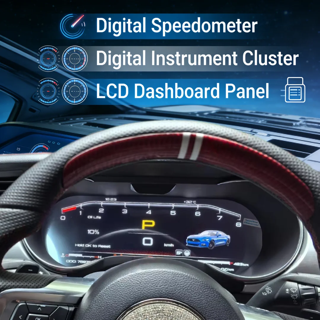 Car Passenger Screen Instrument Dashboard For Ford Mustang 2015-2021 Digital Cluster Atmosphere Light Copilot Display Multimedia
