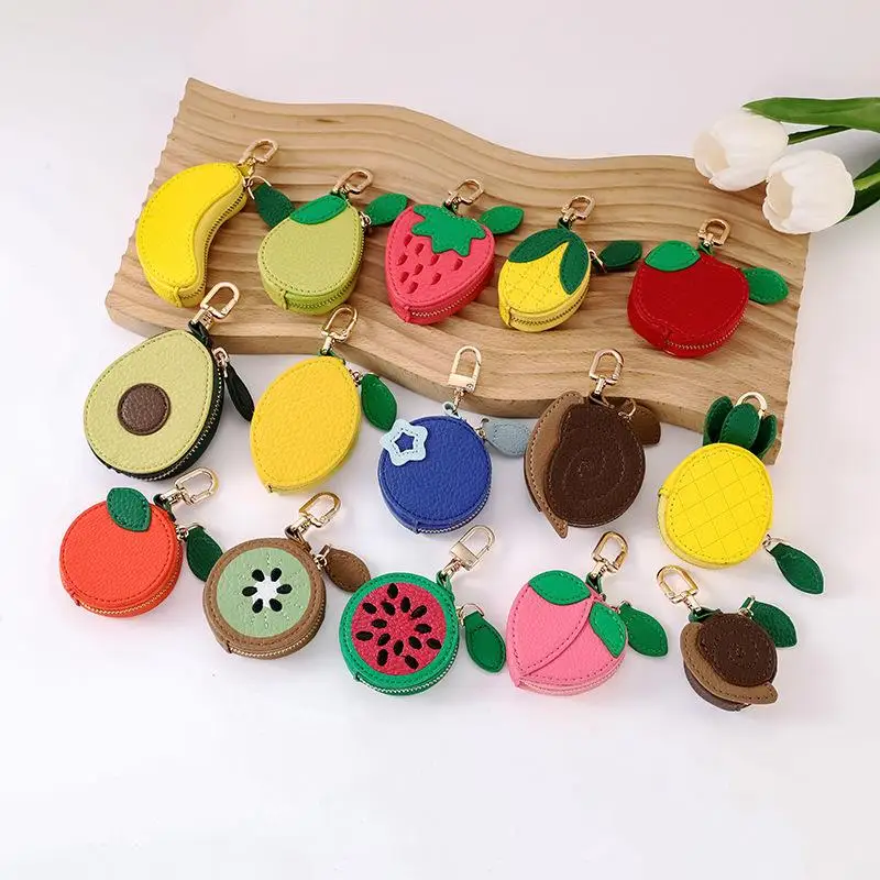 1 Stück Blaubeer-Design Frucht-Charm Münzbörse Niedlicher PU-Leder Anhänger Schlüsselanhänger Kopfhörer-Tasche Mini-Aufbewahrungstasche – Detail 3