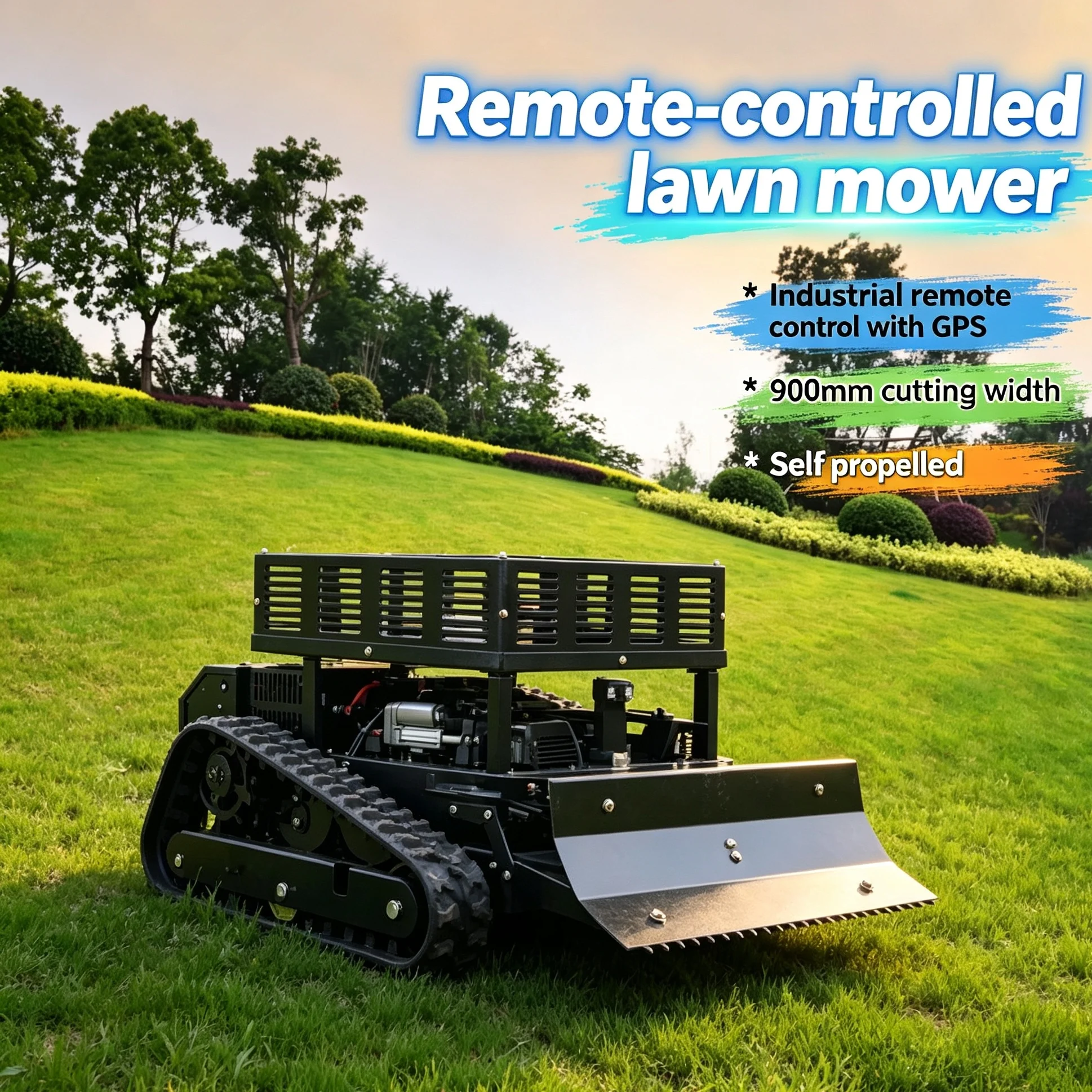 Customized single cylinder 4-stroke lawn mower supports optional GPS module, zero turn design improves trimming efficiency