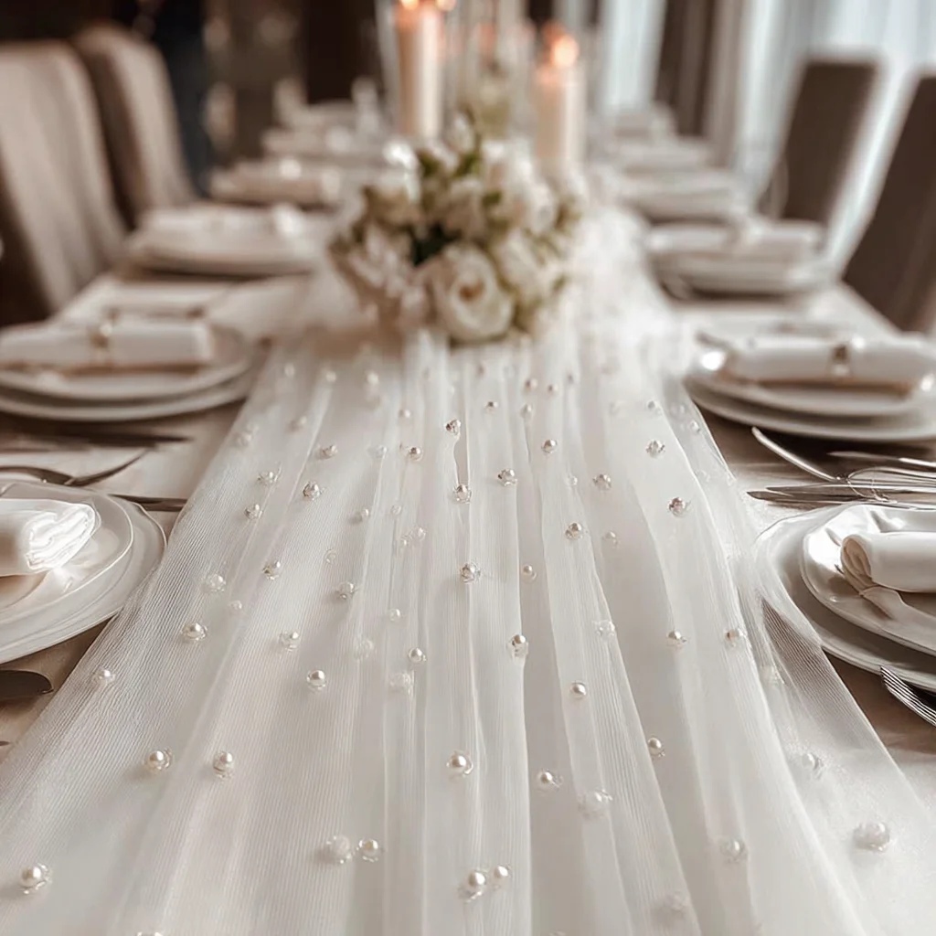 2Pcs Transparent White Pearl Mesh Curtain for Stage Draping Ceremonies Indoor Outdoor Decor Photobooth Prop Versatile Scenarios