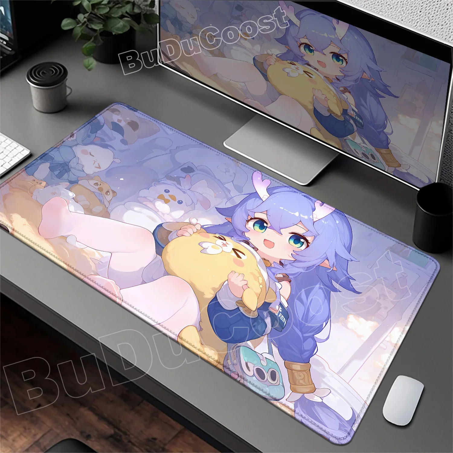 

Cute Anime Bailu Mousepad Kawaii Honkai Star Rail Huohuo Mouse Pad Large Gamer Keyboard Mat LockEdge Computer Office Accessories
