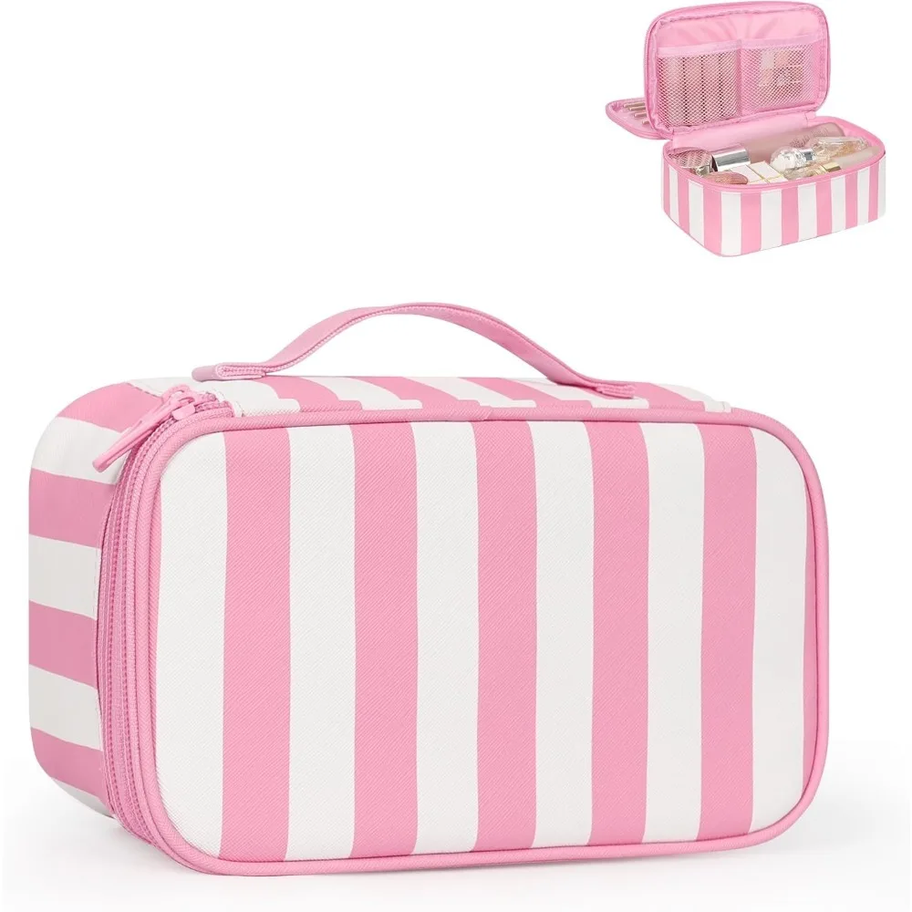 

Relavel Makeup Bag, Small Makeup Bag for Women, Travel Cosmetic Bag, 2 Layers Waterproof Makeup Organizer Storage with Makeup Br