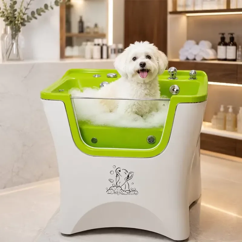 Chromatherapy LED Transparent Mesmerizing Colorful Luxury Spa Acrylic Dog Wash Station for Pets