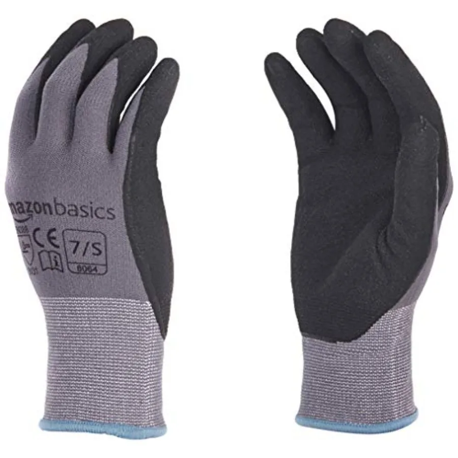 

Micro-Foam Nitrile Coated Safety Work Gloves, Touch Screen, Nylon Liner Fiber, All-Purpose, Grey, Size, 12-Pair
