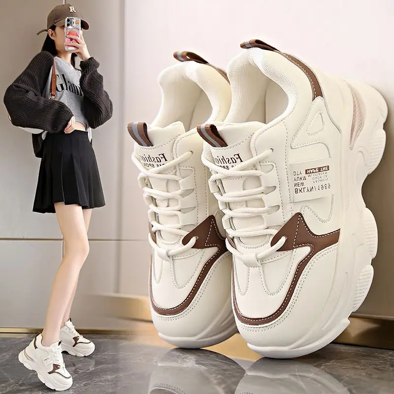 new Spring Autumn White Sports Shoes Women Thick Bottom Ultra-light sneakers Casual Shoe Woman comfort Breat hable Running Shoes