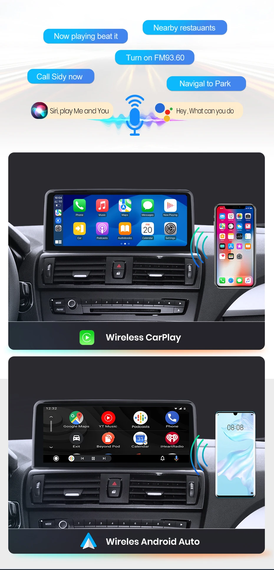 Junsun 10,25'' Multimedia-Touchscreen für BMW 1/2/3/4 Serie F20/F21/F22/F30/F31/F33/F34/F36 2012-2021 Wireless Carplay Android Auto NBT EVO System Bluetooth GPS Navigation Stereo – Detail 6