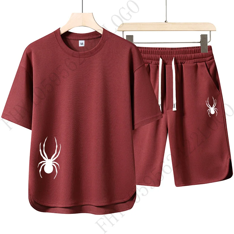 

Men's loose sportswear short-sleeved T-shirt and shorts set, available in various colors, suitable for playing basketball