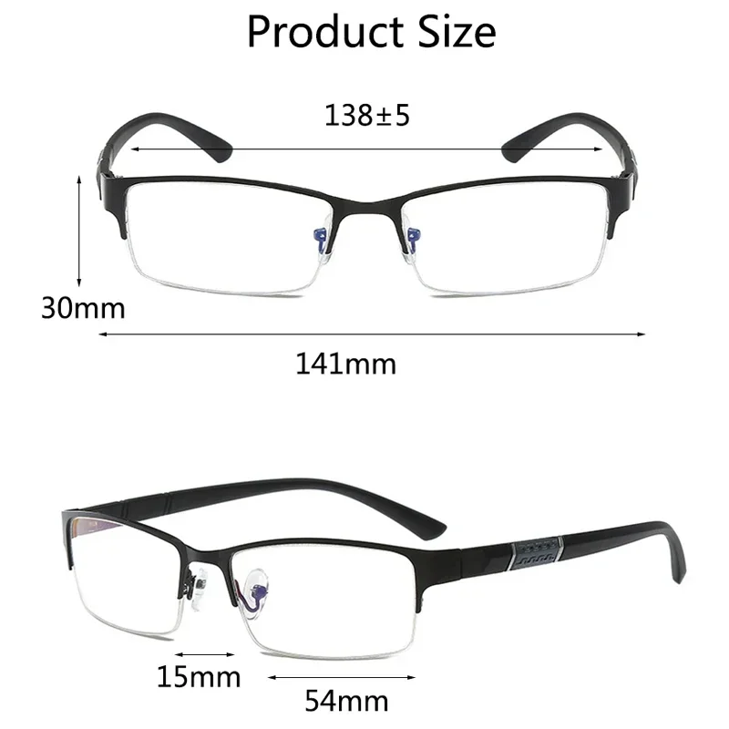 Men's Business Reading Glasses with Cloth Metal TR90 Frame Presbyopia Eyeglasses High Definition Anti Blue Light Reading Glasses