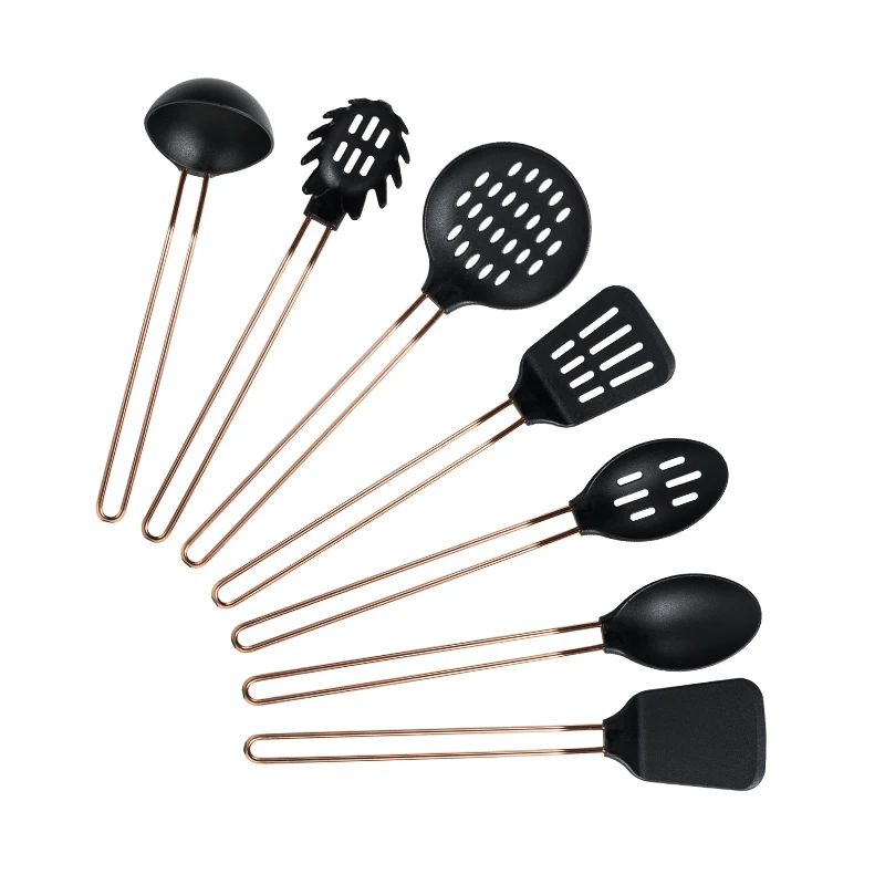 

7 Pcs/Set Silicone Cookware Set Stainless Steel Handle Non-stick Spatula Pan Set Hangable With Storage Kitchen Tools Protable