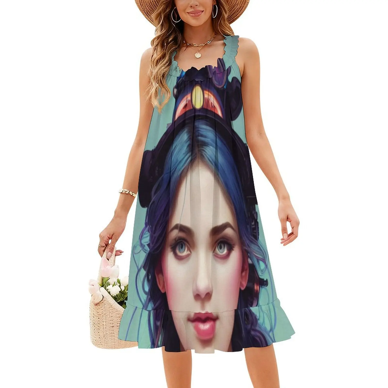 فستان بوهيمي عتيق بأكمام منتفخة أو خيارات بدون أكمام للنساء فستان ساحرة ساحرة قبعة مضحكة قبعة ساحرة ملابس نسائية