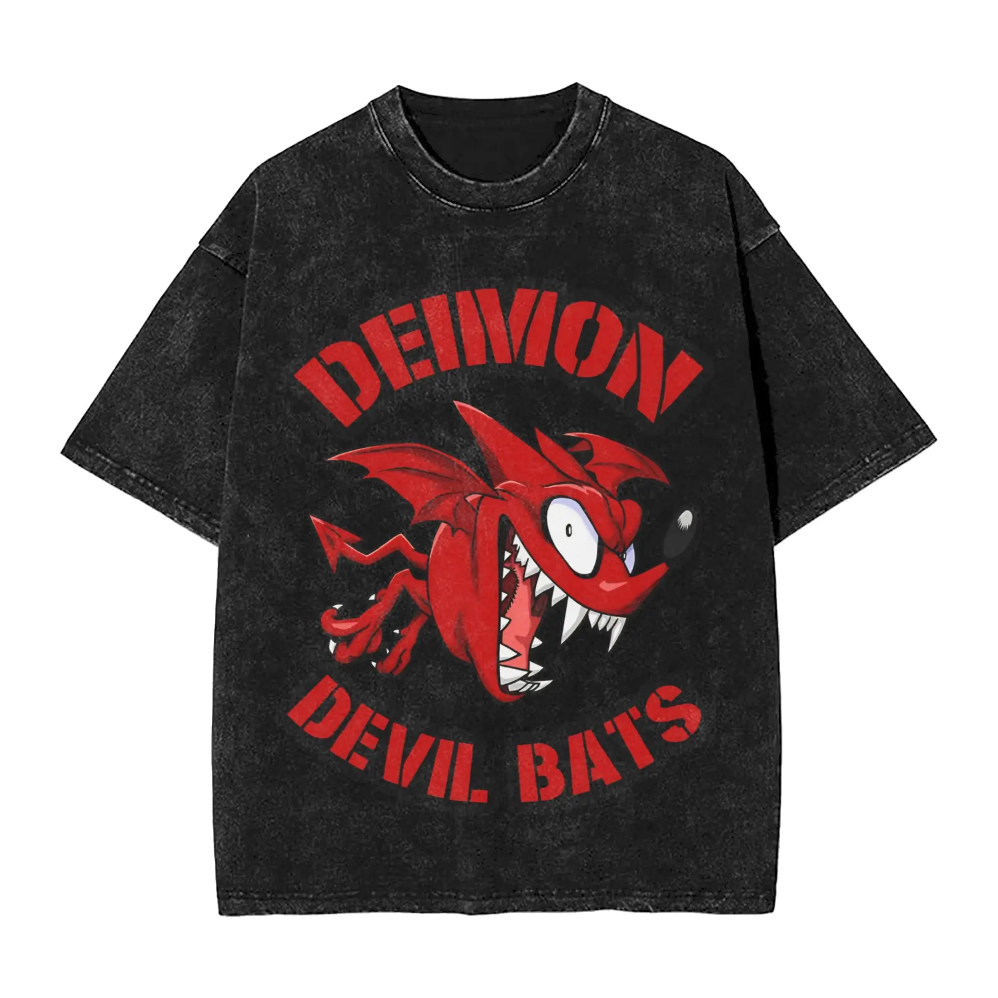 Deimon Devil Bats - Eyeshield 21 Washed T Shirts Streetwear Hip Hop Retro T-Shirts  Tees for Men Women Cotton Oversize