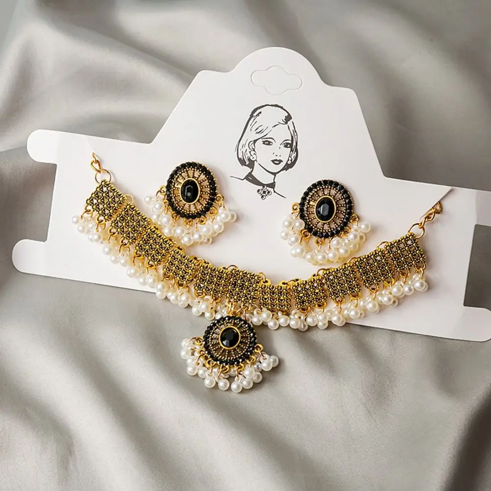 Vintage Women's Jewelry Set Handmade Water Drop Earring Retro Jewelry Sets Hollow Pattern Exaggerated Jewelry