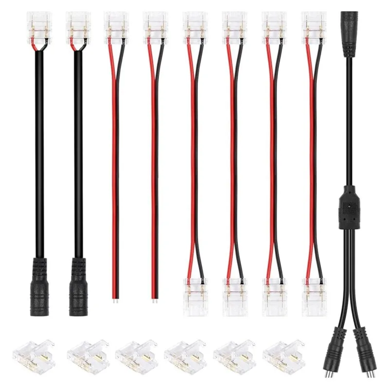 AB33-Crystal LED Strip Connector Kit- No Soldering Required 2-Pin 8Mm/10Mm For Home Lighting