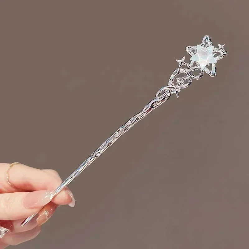 Moonlight Stone New Chinese Simple Star Moon Hairpin Women High End Hairpin with A Woven Hairpin Personality Headpiece