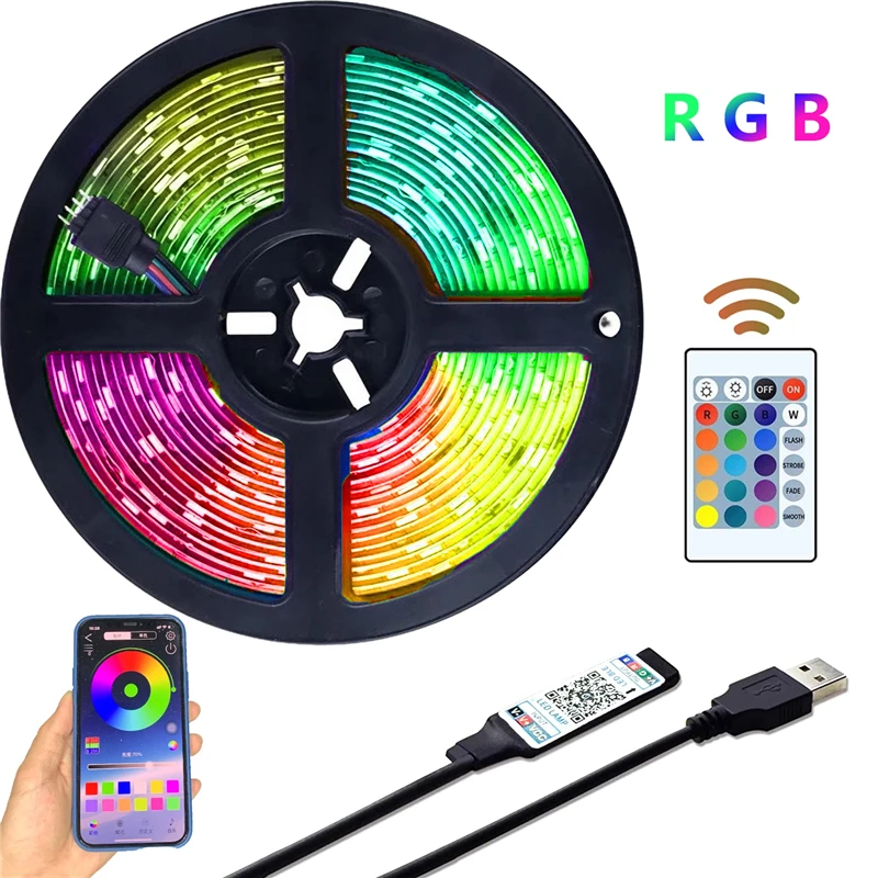 

1M-30M LED Light Strip USB Bluetooth Infrared RGB 5050 Remote Control Flexible Light With DC5V Diode TV Backlight for Home