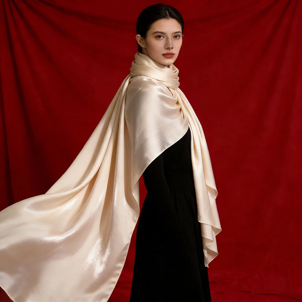 

180*66 см длинный блестящий шелковый атласный креповый шарф, однотонный мусульманский хиджаб, женский малазийский платок, шаль, тюрбан, исламский головной убор