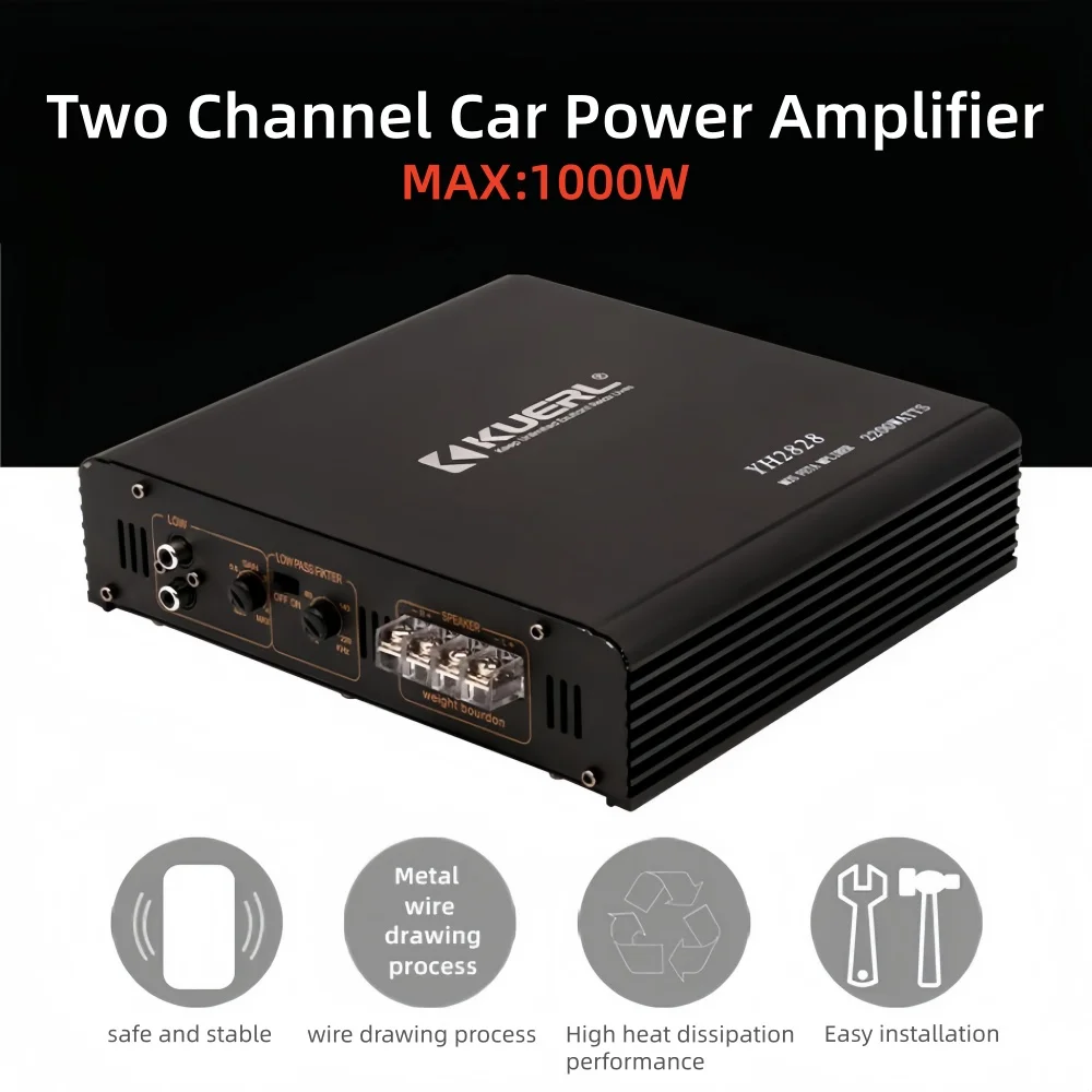 12V Car Power Amplifier RMS 2*100W 2 Channel Car Digital Audio Stereo HIFI Sound Quality Car Audio Modification Power Amplifier