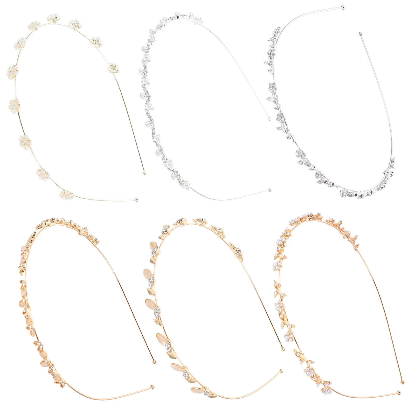 

6 шт. изысканные повязки для волос с жемчугом, металлические повязки на голову, стильный головной убор со стразами, декоративные аксессуары для свадебной вечеринки