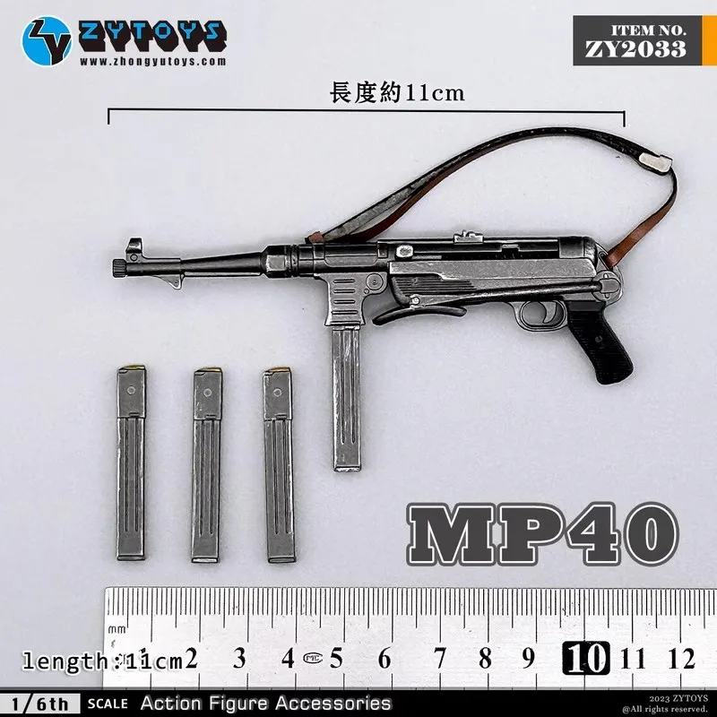 ZY2033 ZYTOYS-accesorios de soldado a escala 1/6, metralleta MP40, modelo de plástico de 11cm, juguete apto para figura de acción de 12 pulgadas, disponible