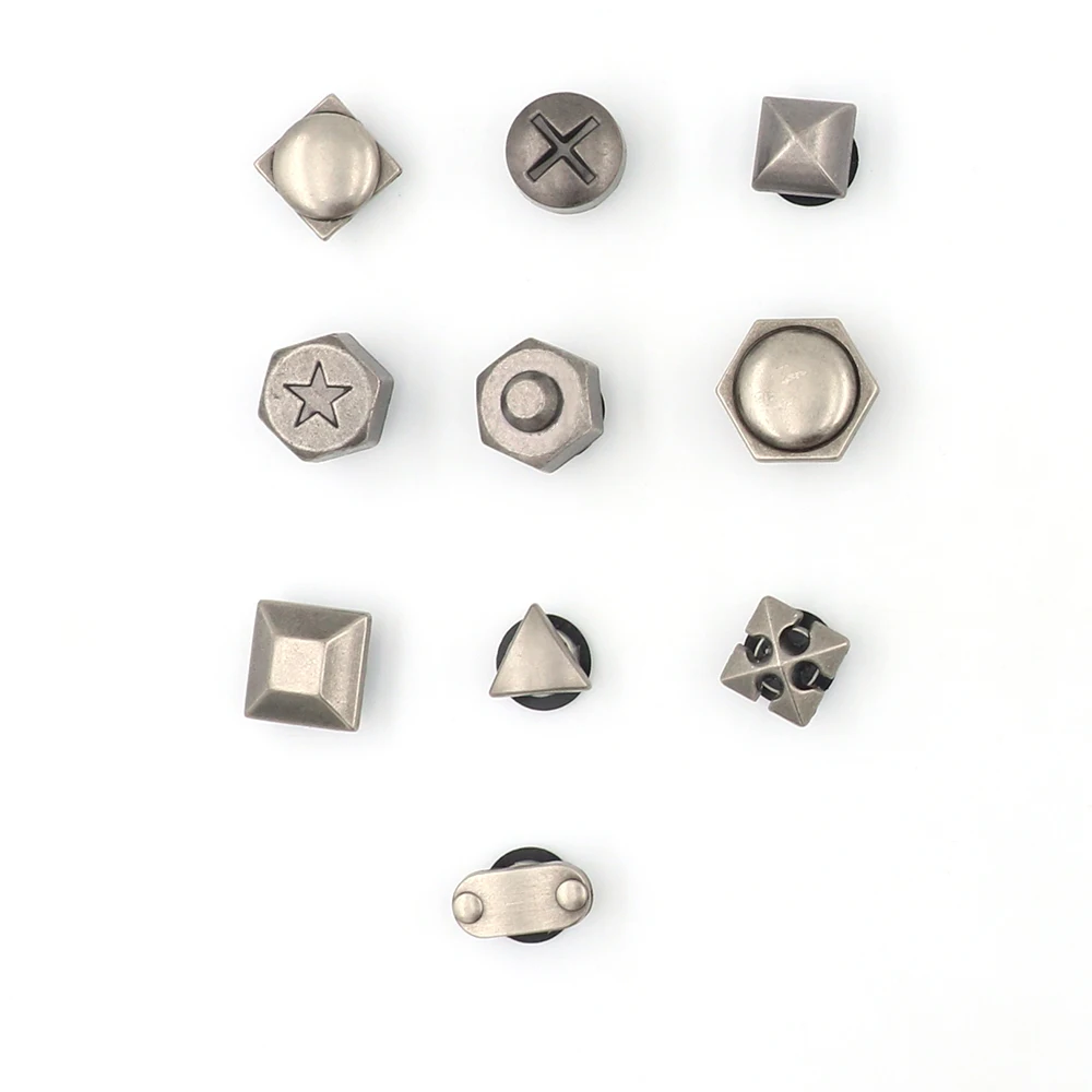 Metal Shoe クロックス Charm Decorations Triangle Bolt Hexagon DIY Shoe Accessories Square Rotundity Sandals Ornament Gift 1 Piece