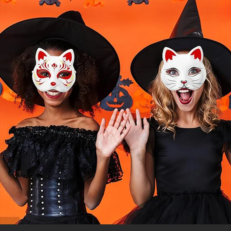 Maschere per gatti vuote fai da te bianco pianura partito Cosplay Prop pittura maschera per il viso carta non verniciata maschere di volpe mano artigianale accessori di Halloween