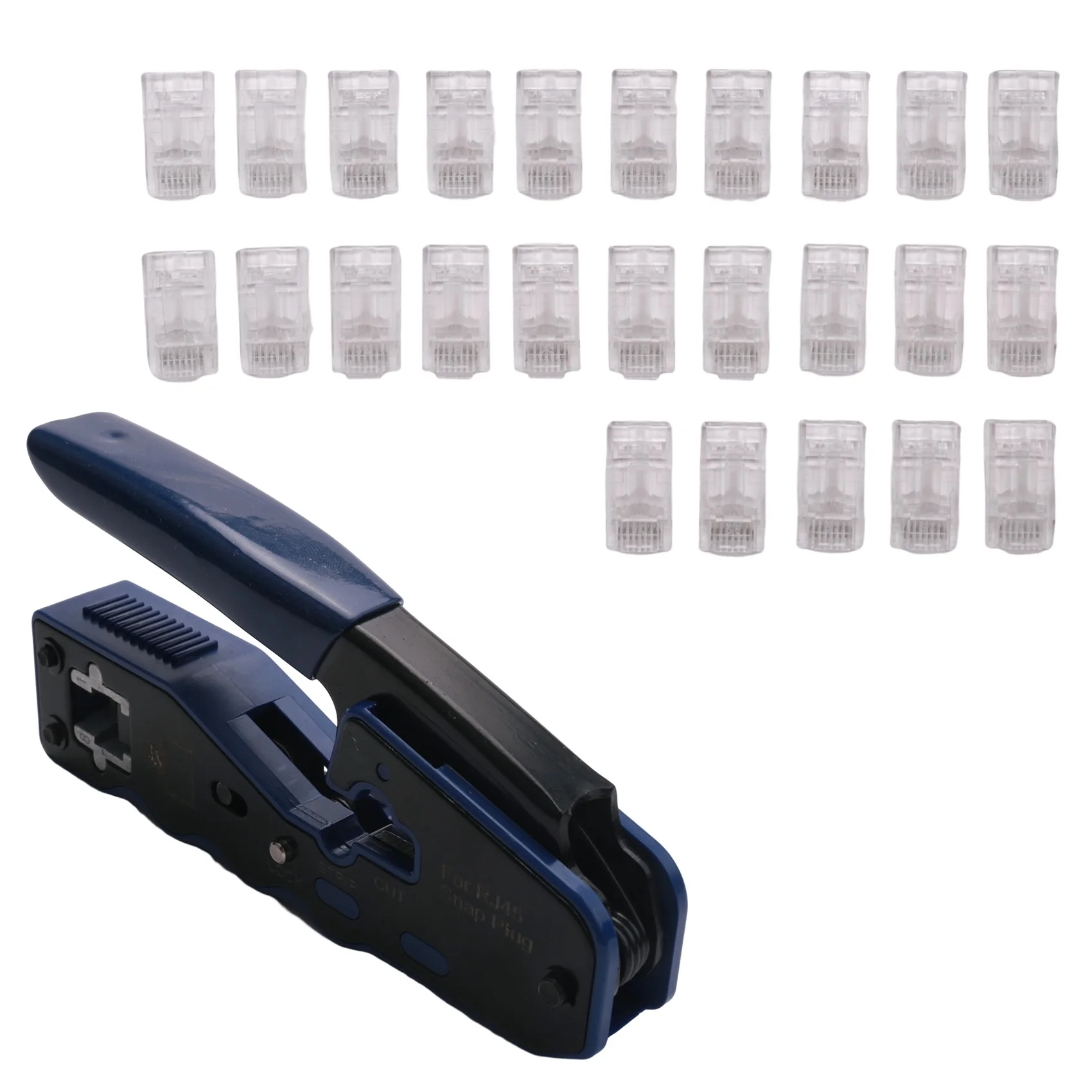 AEE3-Ethernet RJ45 Pass Through Crimping Tool Bundle With CAT6 RJ45 Pass Through Ethernet 50U Modular Plug 25 Pack