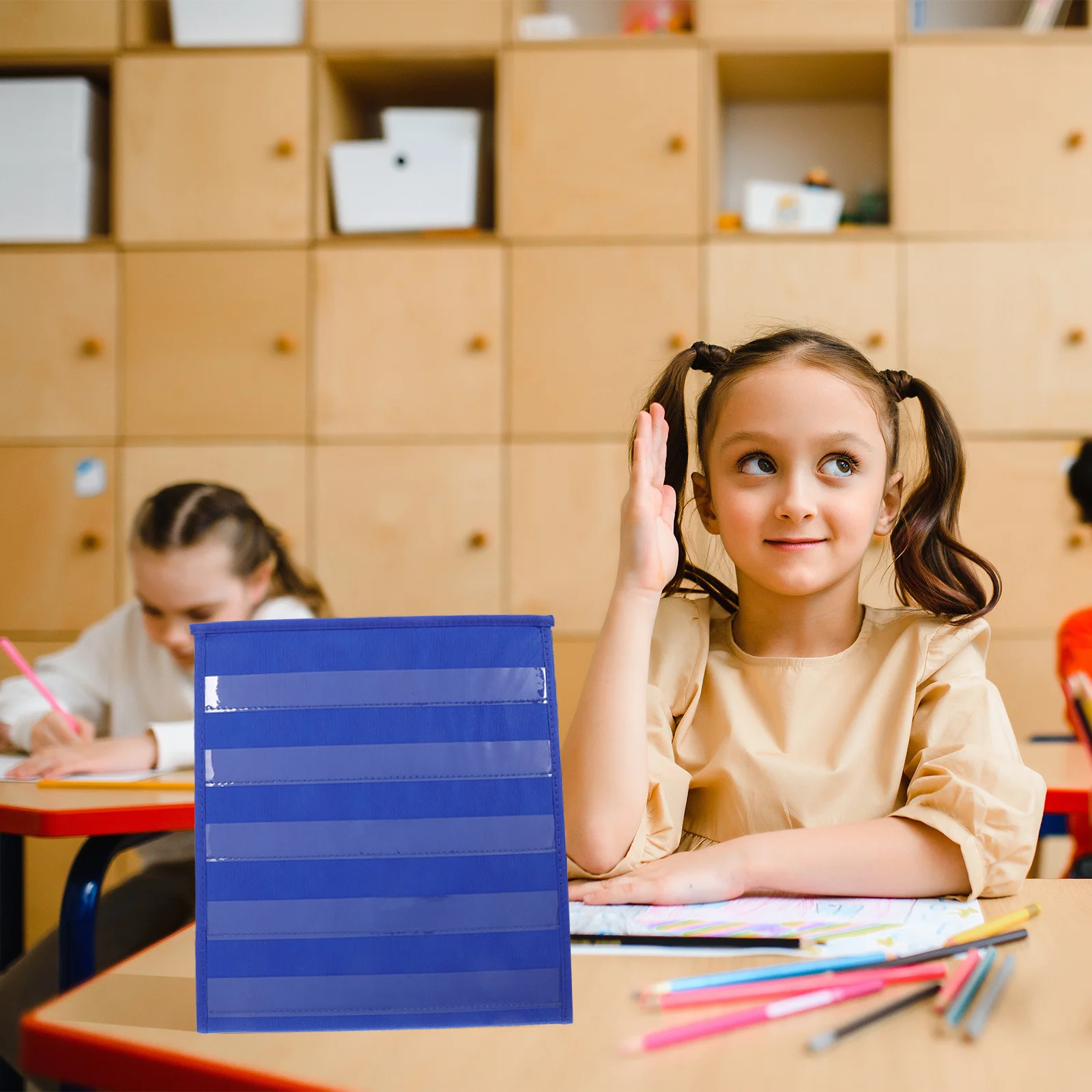 

Small Pocket Chart For Classroom Double-Sided Card Display Stand With Sturdy Base, Hanging Standing Pockets For Math