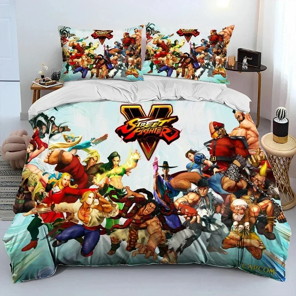 3D Print Street Fighter Retro Game Bedding Set Duvet Cover Bed Set Quilt Cover Pillowcase Comforter king Queen Size Boys Adult