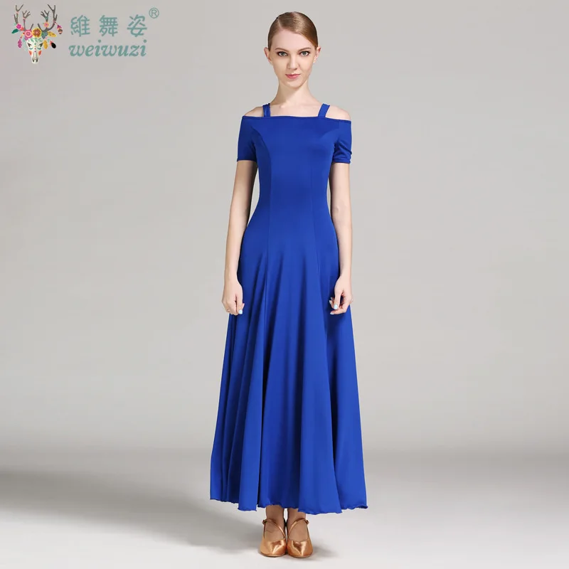 Elegante vestido de competição de dança de salão feminino vestido de valsa padrão trajes de dança moderna roupas de desempenho de salão de dança da menina