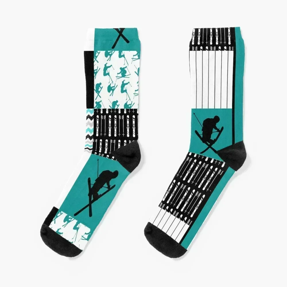 Skiing Shape Pattern Gift for Skiing Lovers Socks cartoon Running FASHION Woman Socks Men's