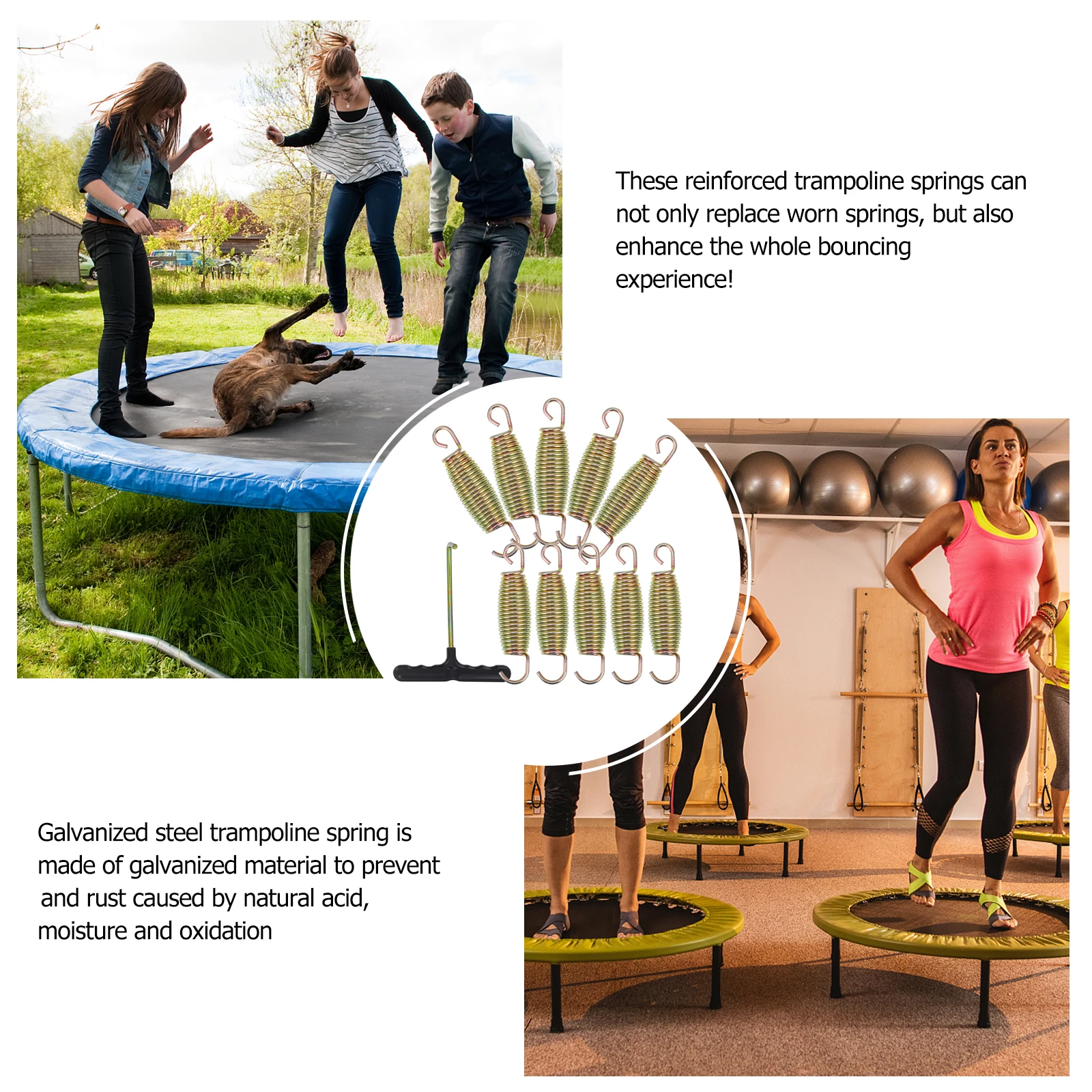 

1 Set Of Galvanized Tension Springs Universal Trampoline Replacement Parts Durable Heavy-Duty Metal Springs For Outdoor Sports