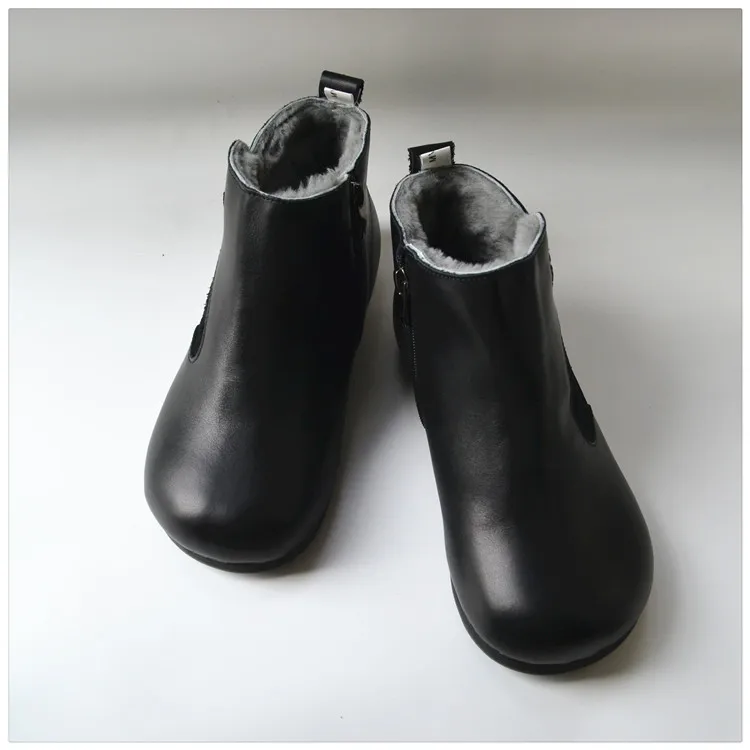 

Birkuir Retro Button Ankle Boots For Women 1.5cm Short Boots Luxury Zippers Genuine Leather Autumn Flat Heel Leisure Boots 41