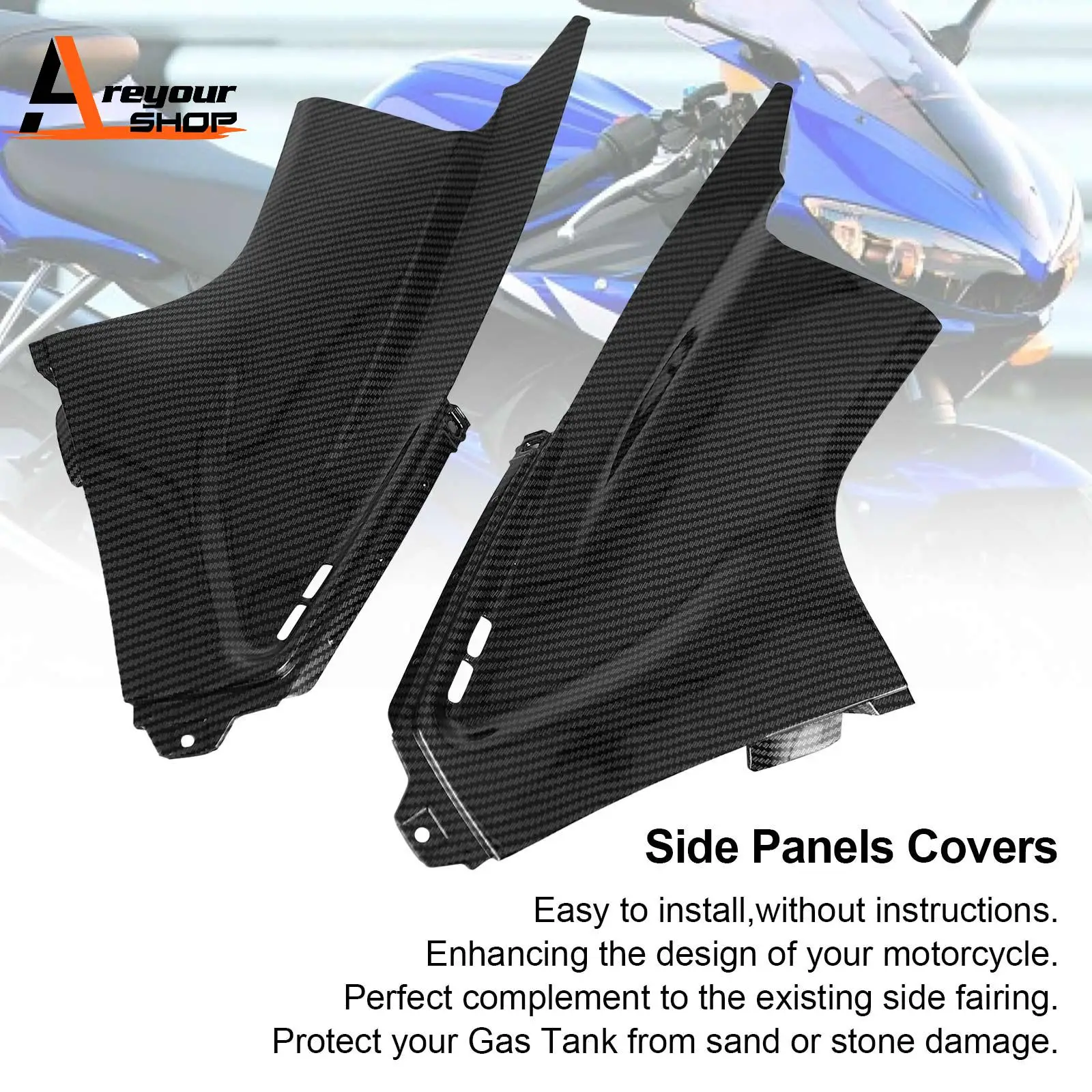 

Gas Tank Side Trim Cover Panel Fairing Cowl for Yamaha YZF R6 2003-2005 Carbon