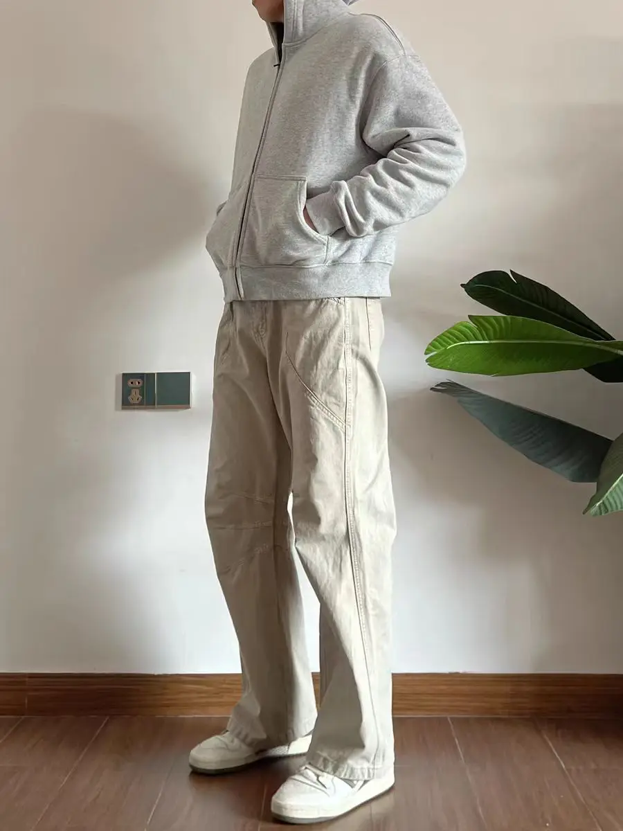 

American Retro Cleanfit Casual Work Pants Men's Straight Loose Vintage Streetwear Versatile Long Trousers Summer Leisure